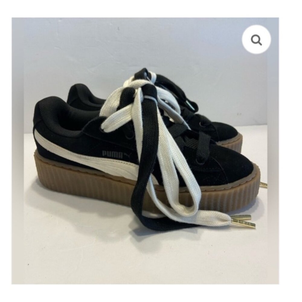 New Puma Creeper Phatty X Fenty Low Black Warm White Gum Sole Sneakers Size 9.5